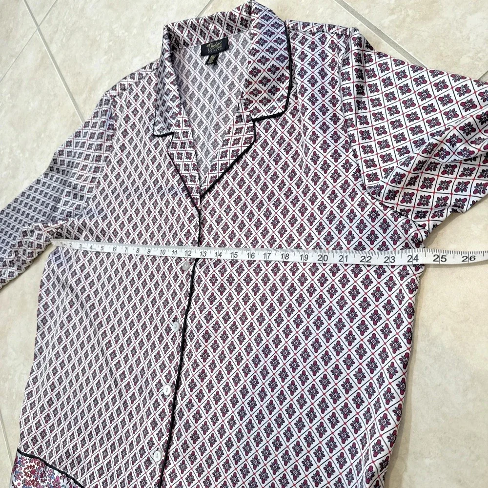 Thalia Sodi PJ Set Long Sleeve Pajamas Set Sz XXL Satin Geometric Loungewear